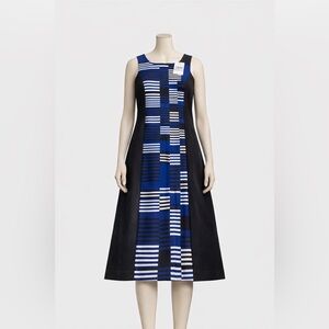 Michael Kors Black, Blue and White Sheath Dress Size 6